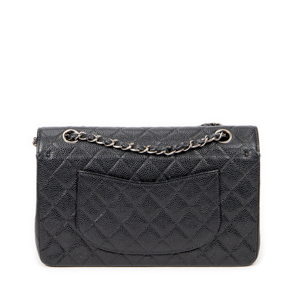 Shoulder Bag Classic Double Flap 26 Black Quilted Caviar Leather