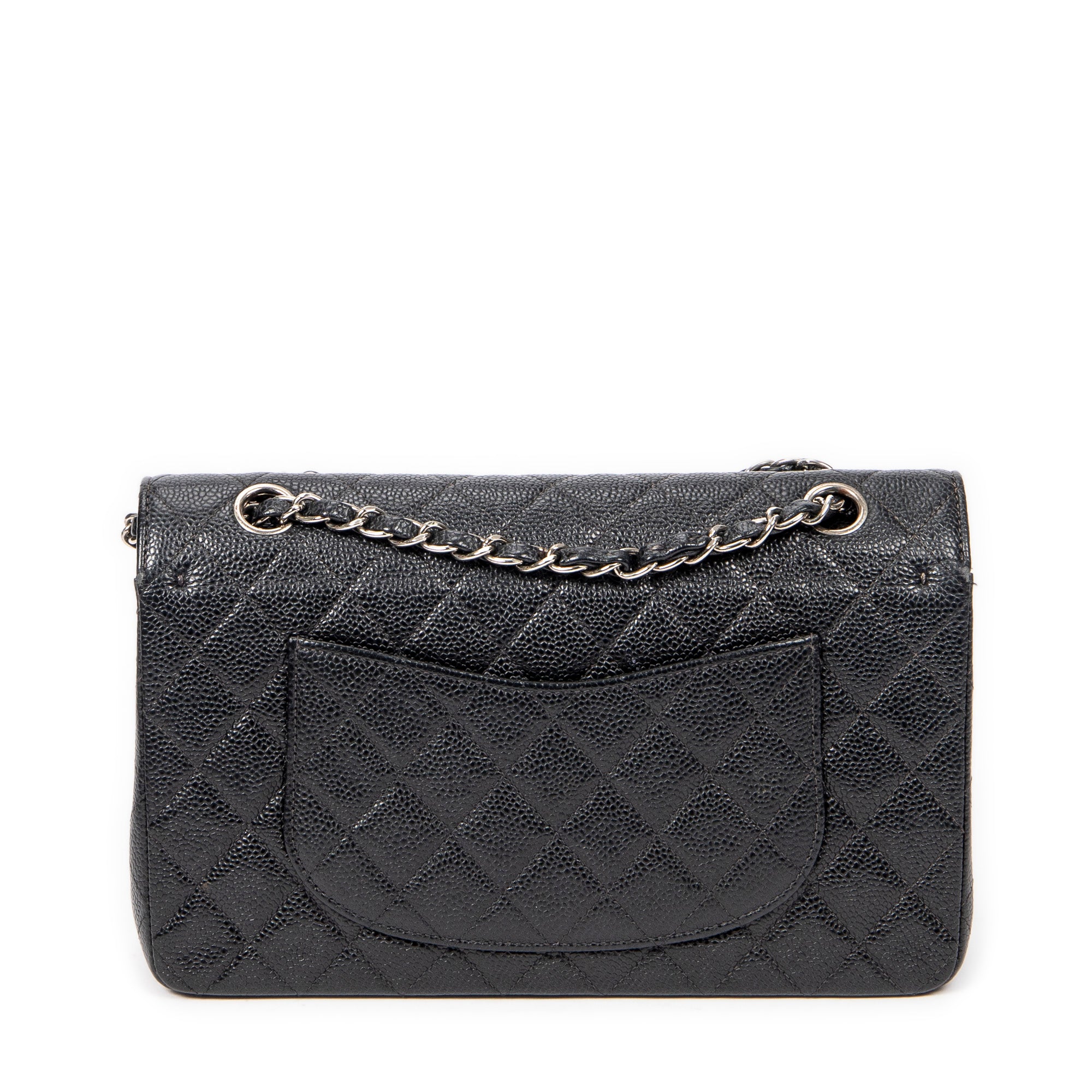 Shoulder Bag Classic Double Flap 26 Black Quilted Caviar Leather