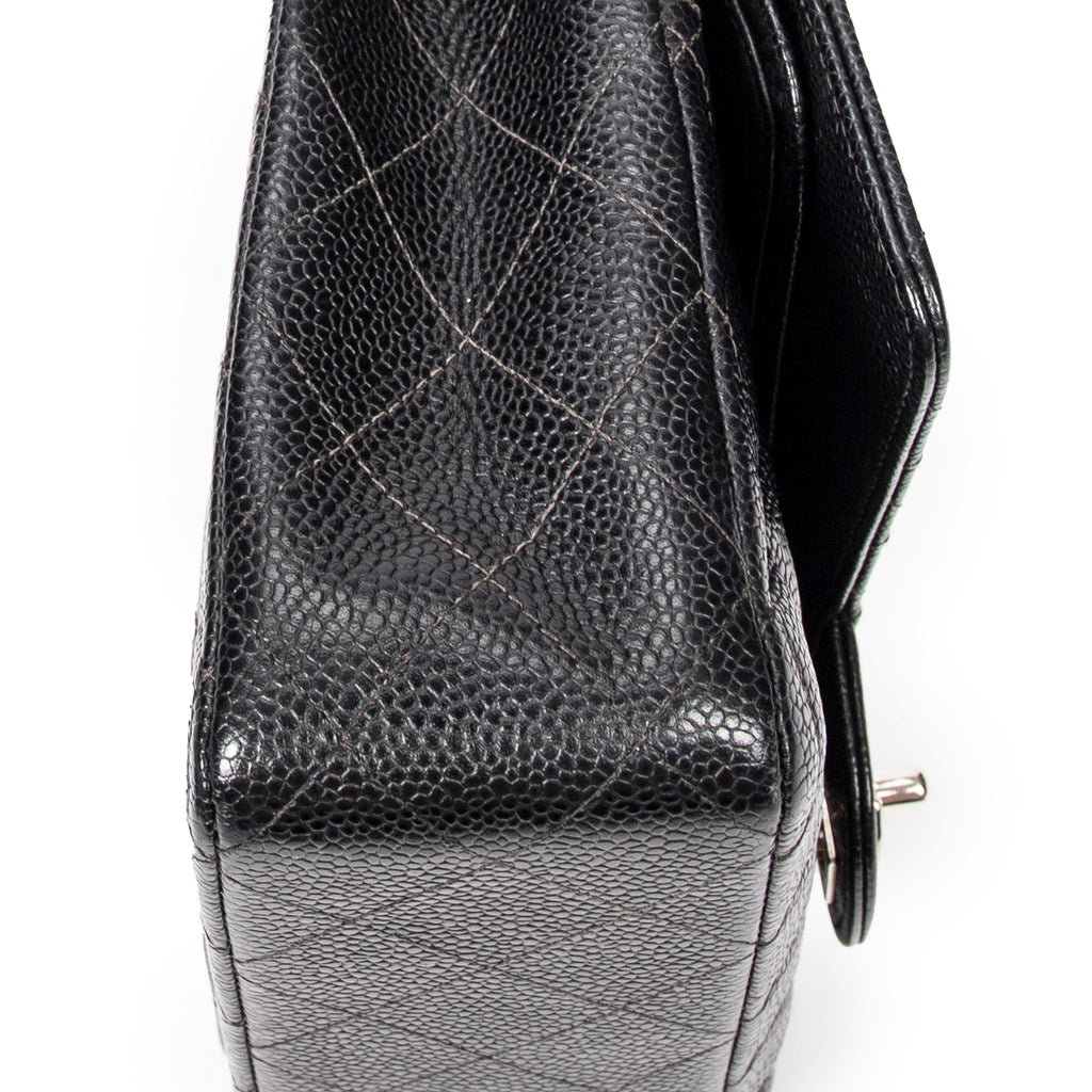 Shoulder Bag Classic Double Flap 26 Black Quilted Caviar Leather