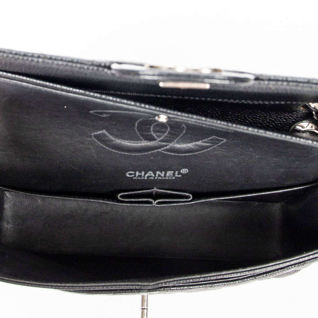 Shoulder Bag Classic Double Flap 26 Black Quilted Caviar Leather