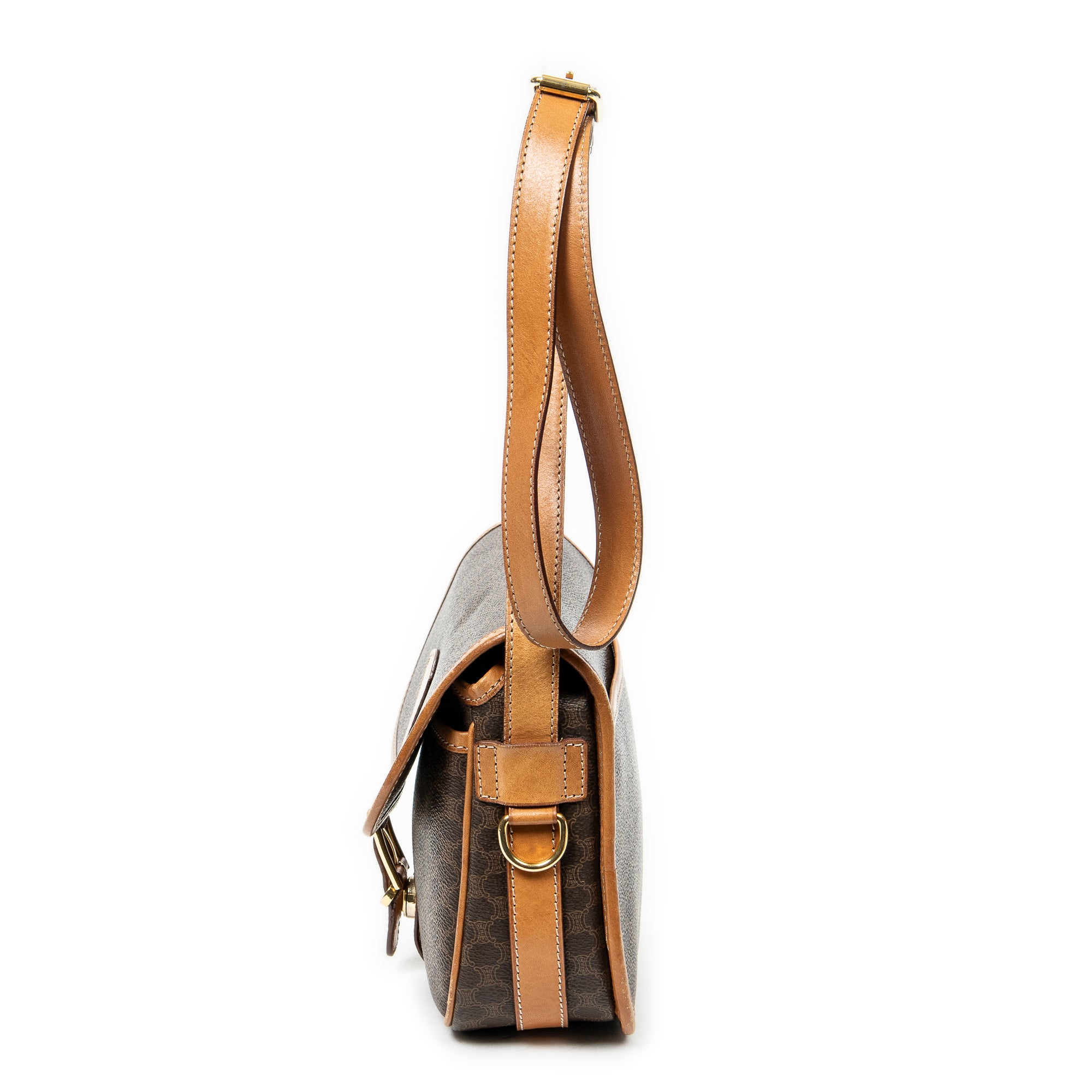 Shoulder bag Vintage Buckle Flap Crossbody Brown Macadam Coated Canvas