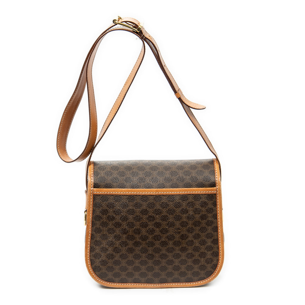 Shoulder bag Vintage Buckle Flap Crossbody Brown Macadam Coated Canvas