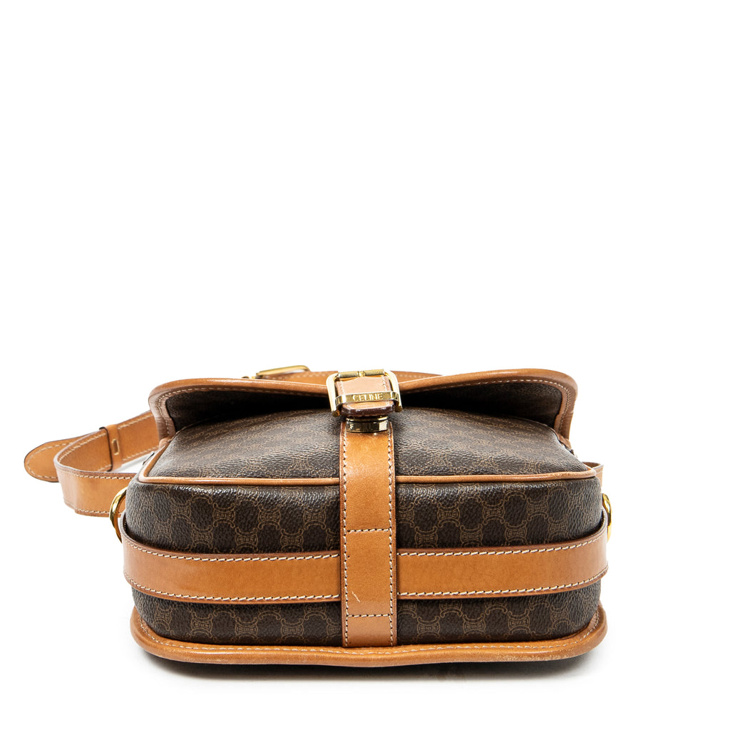 Shoulder bag Vintage Buckle Flap Crossbody Brown Macadam Coated Canvas