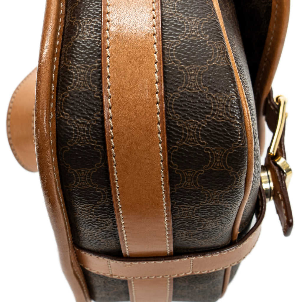 Shoulder bag Vintage Buckle Flap Crossbody Brown Macadam Coated Canvas