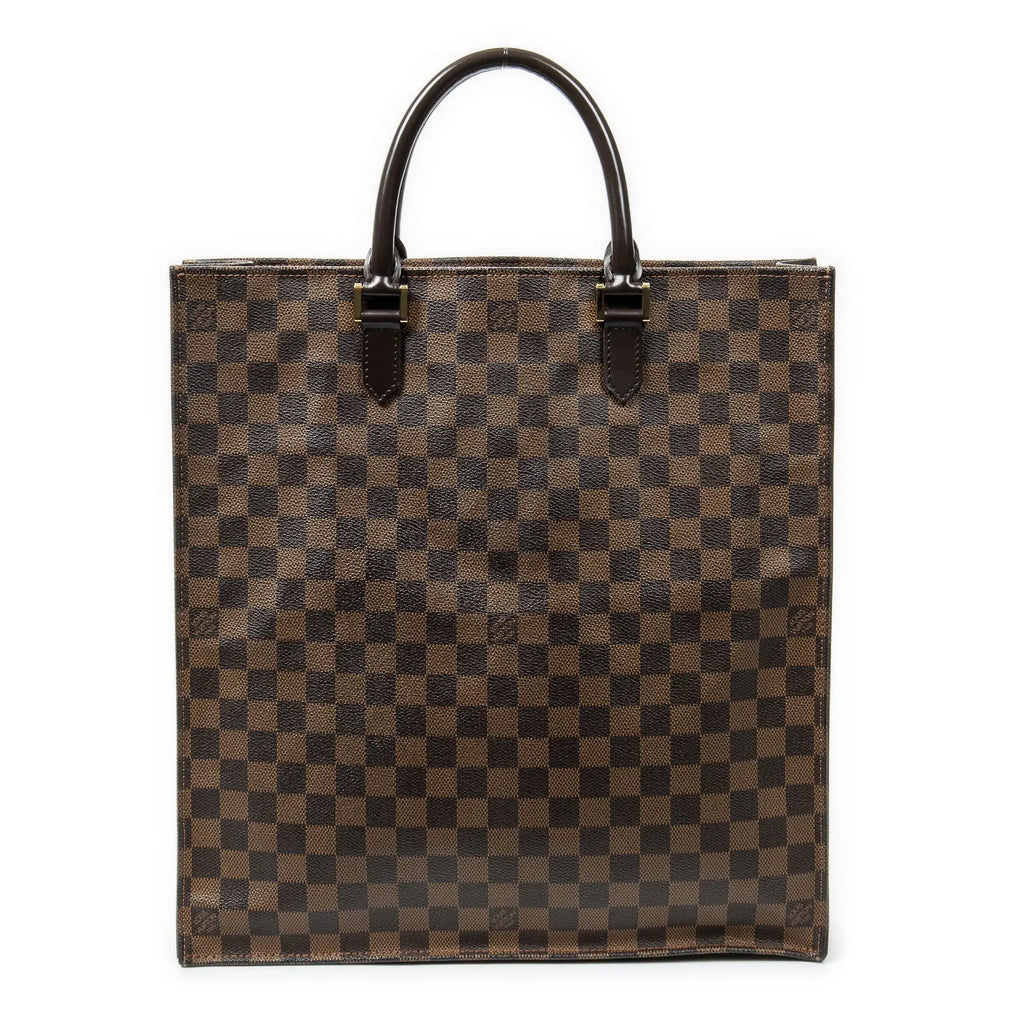 Bolso de mano Sac Plat Damier Ebene marrón