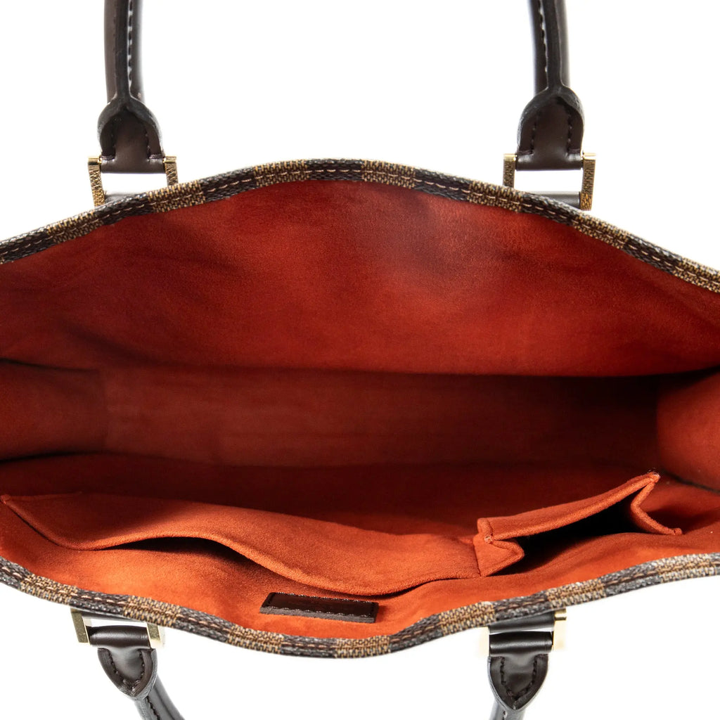 Bolso de mano Sac Plat Damier Ebene marrón