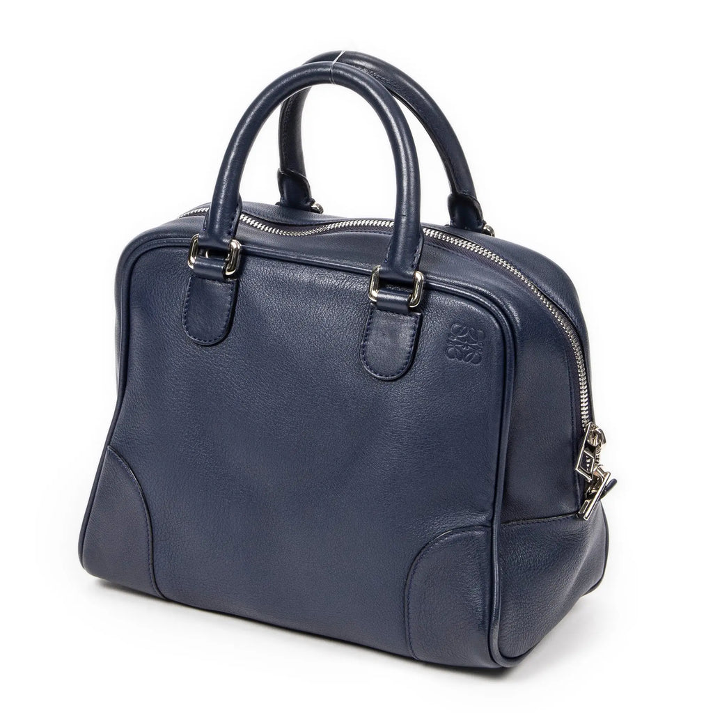 Bolso de mano mediano Amazona 75, piel de becerro, azul marino