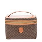 Handbag Top Handle Toiletry Pouch Brown Macadam Coated Canvas