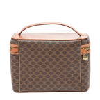 Handbag Top Handle Toiletry Pouch Brown Macadam Coated Canvas