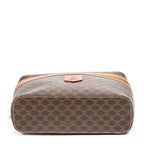 Handbag Top Handle Toiletry Pouch Brown Macadam Coated Canvas