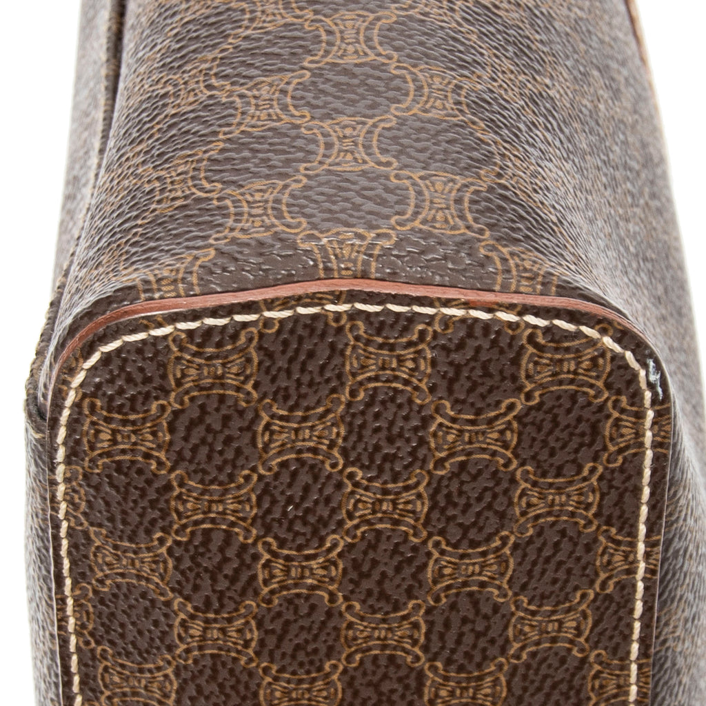 Handbag Top Handle Toiletry Pouch Brown Macadam Coated Canvas