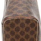 Handbag Top Handle Toiletry Pouch Brown Macadam Coated Canvas