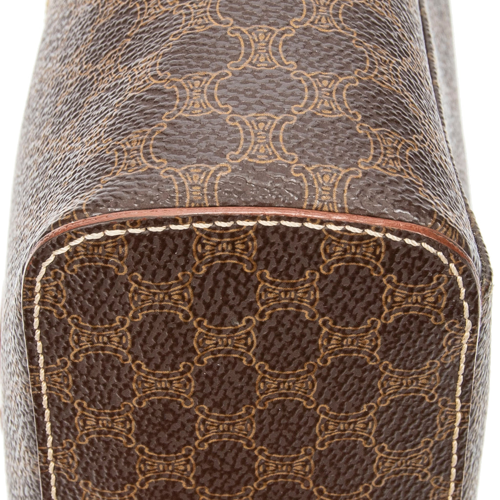 Handbag Top Handle Toiletry Pouch Brown Macadam Coated Canvas