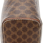 Handbag Top Handle Toiletry Pouch Brown Macadam Coated Canvas