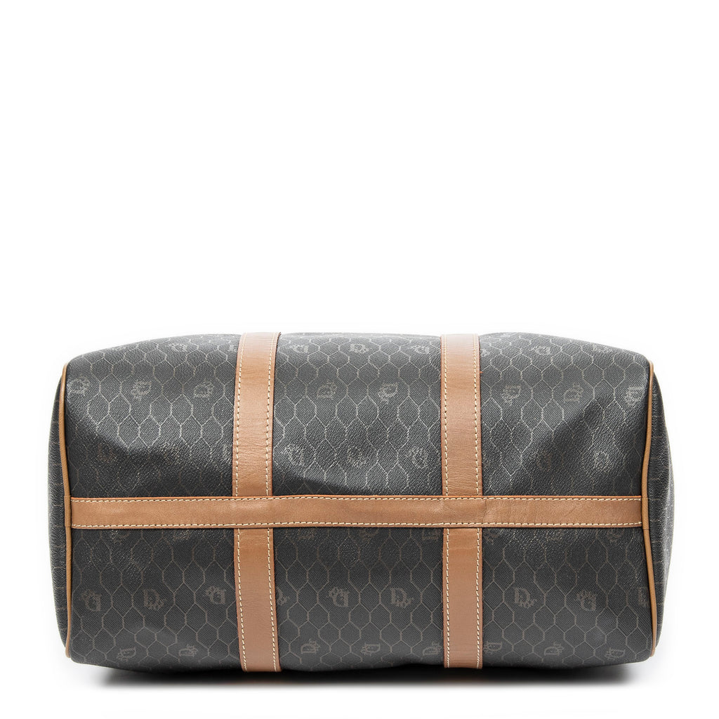 Travel Bag Vintage Medium Travel Boston Black Honeycomb Coated Canvas