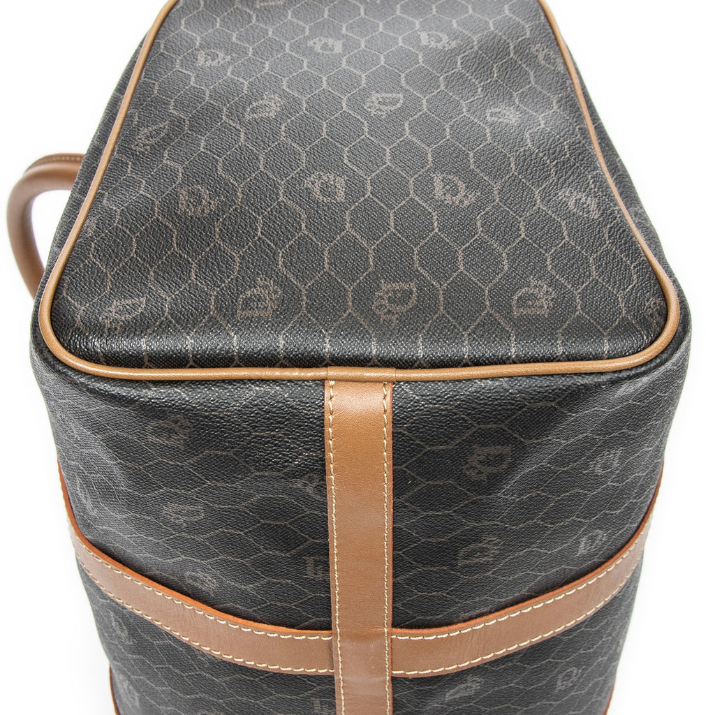 Travel Bag Vintage Medium Travel Boston Black Honeycomb Coated Canvas