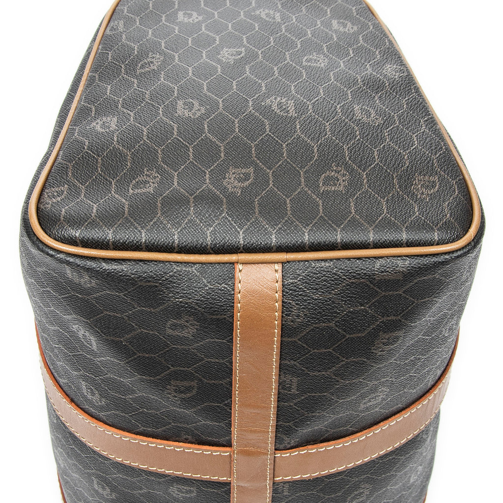 Travel Bag Vintage Medium Travel Boston Black Honeycomb Coated Canvas