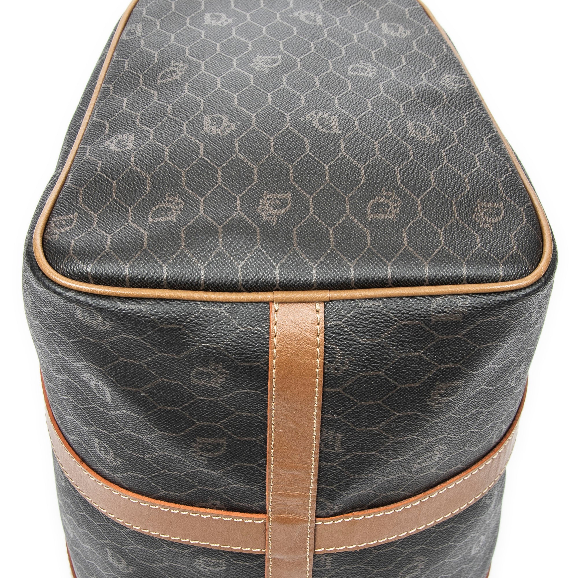 Travel Bag Vintage Medium Travel Boston Black Honeycomb Coated Canvas