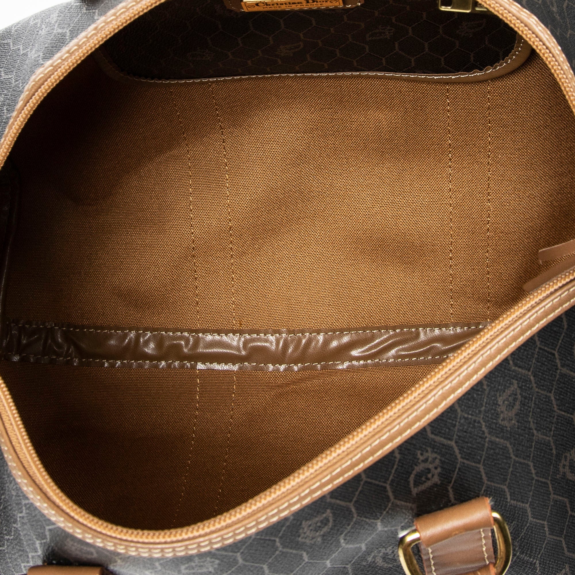 Travel Bag Vintage Medium Travel Boston Black Honeycomb Coated Canvas