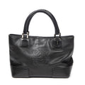 Handbag Anagram Open Tote Black Grained Calfskin Leather