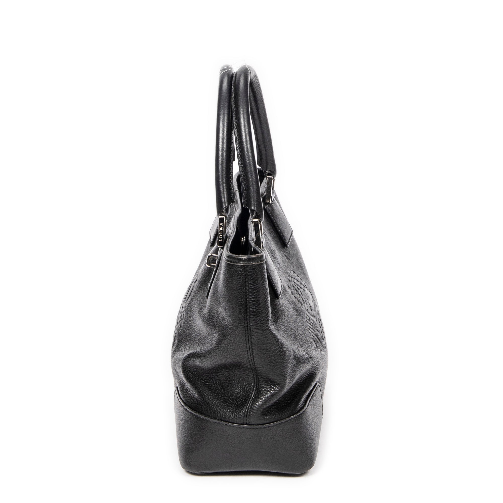Handbag Anagram Open Tote Black Grained Calfskin Leather
