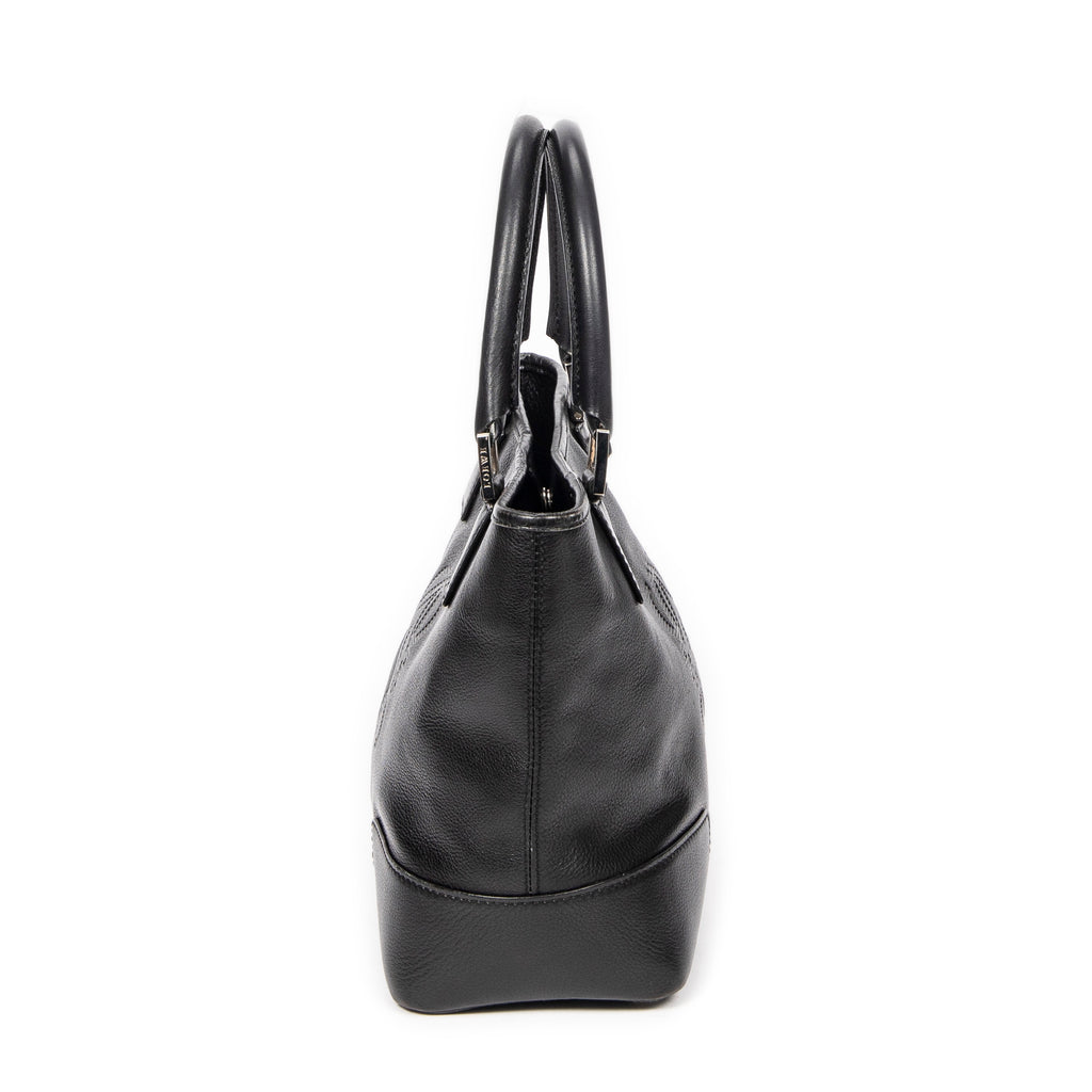 Handbag Anagram Open Tote Black Grained Calfskin Leather