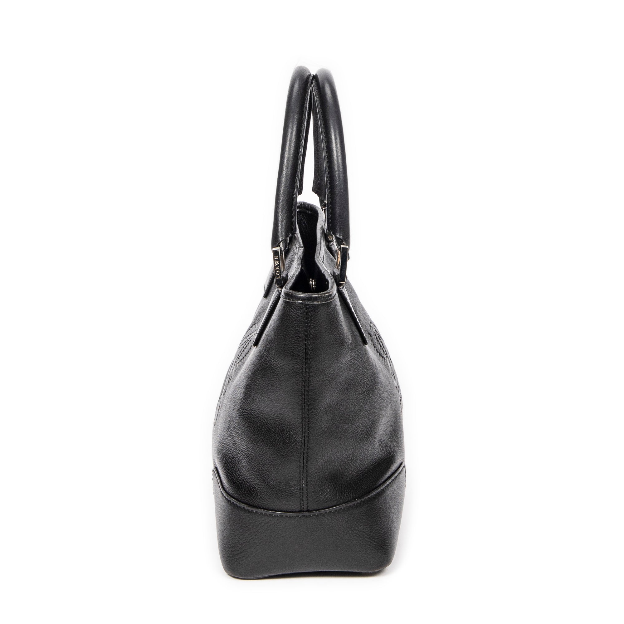 Handbag Anagram Open Tote Black Grained Calfskin Leather