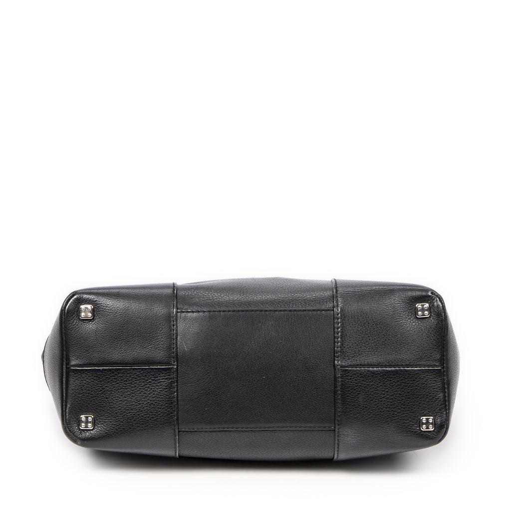 Handbag Anagram Open Tote Black Grained Calfskin Leather