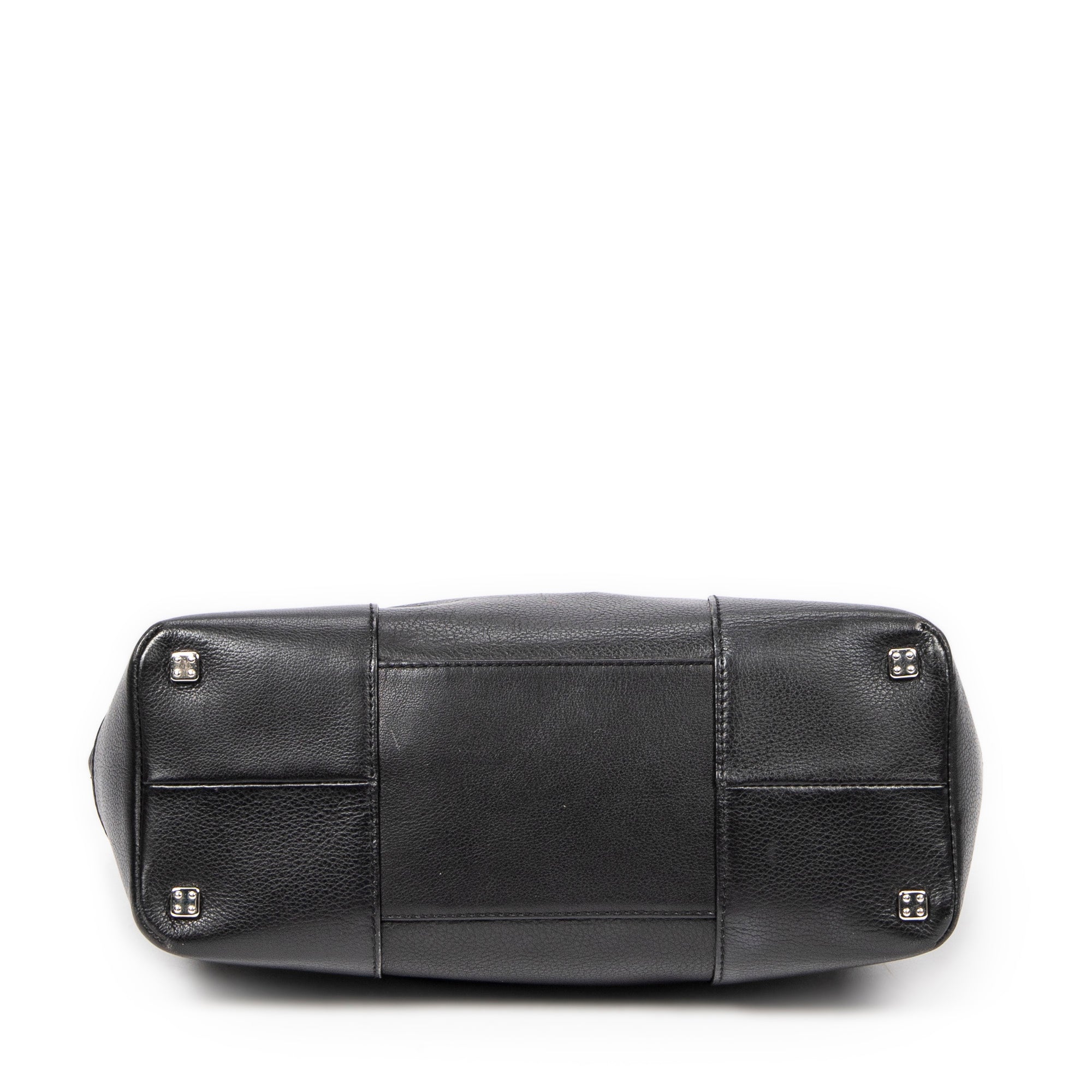 Handbag Anagram Open Tote Black Grained Calfskin Leather