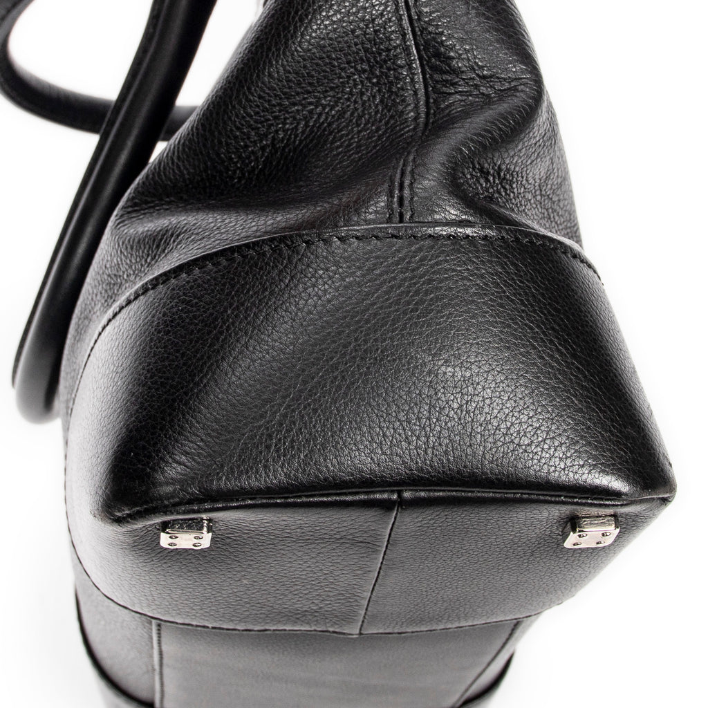 Handbag Anagram Open Tote Black Grained Calfskin Leather