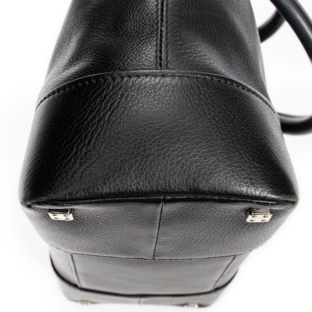 Handbag Anagram Open Tote Black Grained Calfskin Leather