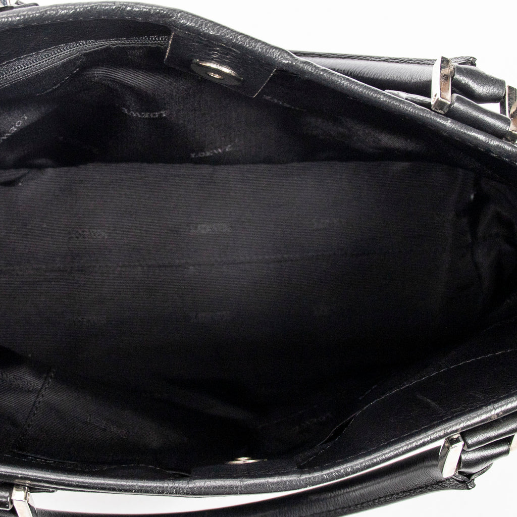Handbag Anagram Open Tote Black Grained Calfskin Leather