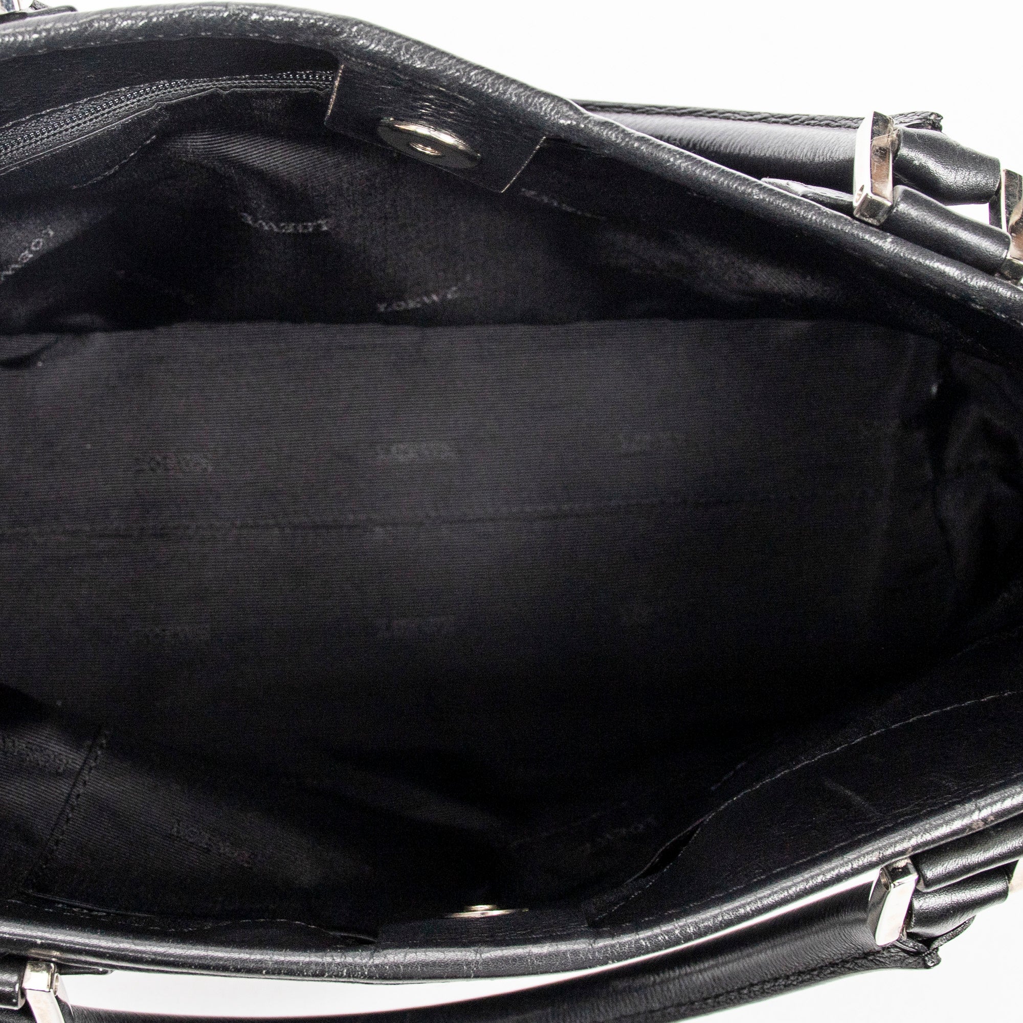 Handbag Anagram Open Tote Black Grained Calfskin Leather
