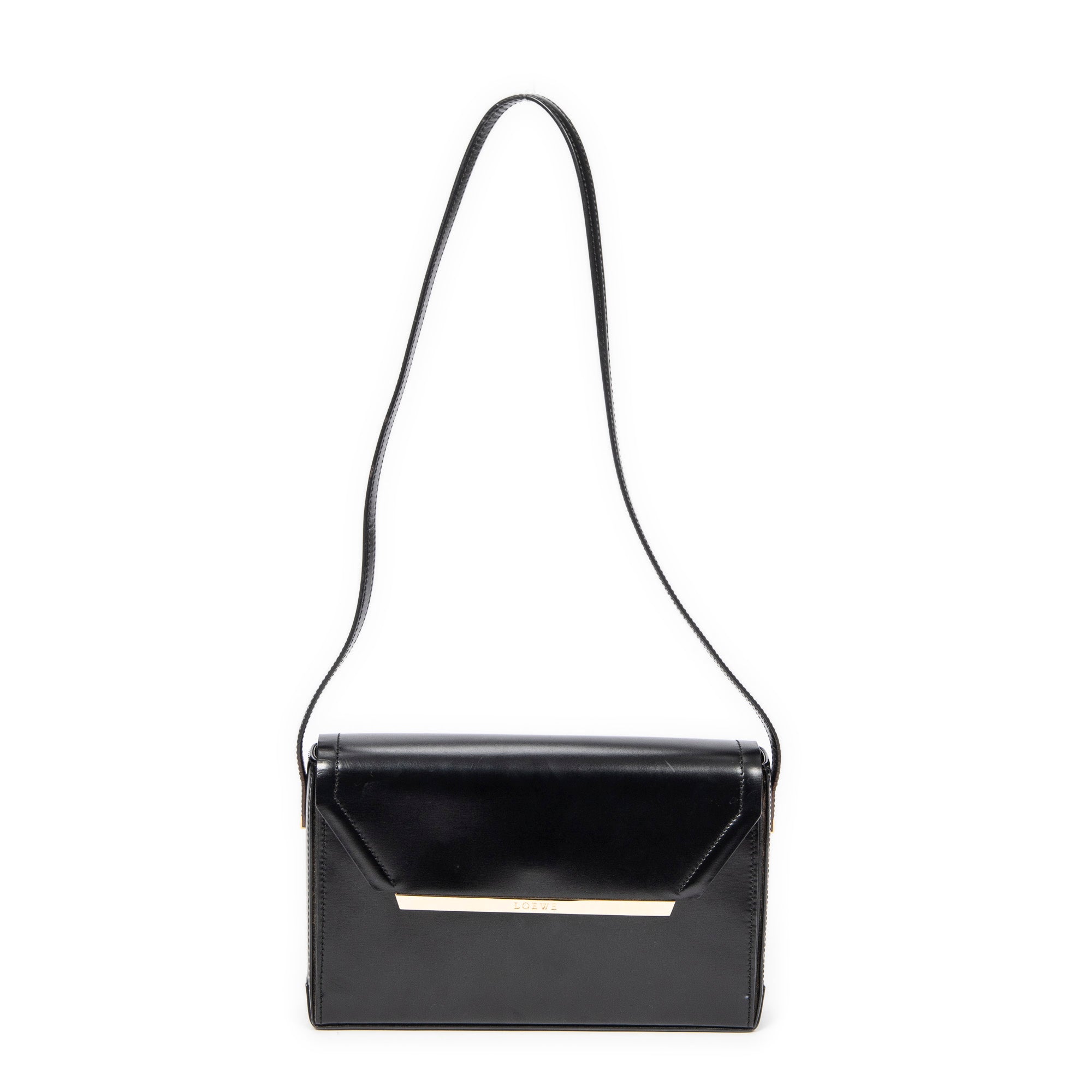 Shoulder bag Vintage Rectangular Flap Black Smooth Calfskin Leather