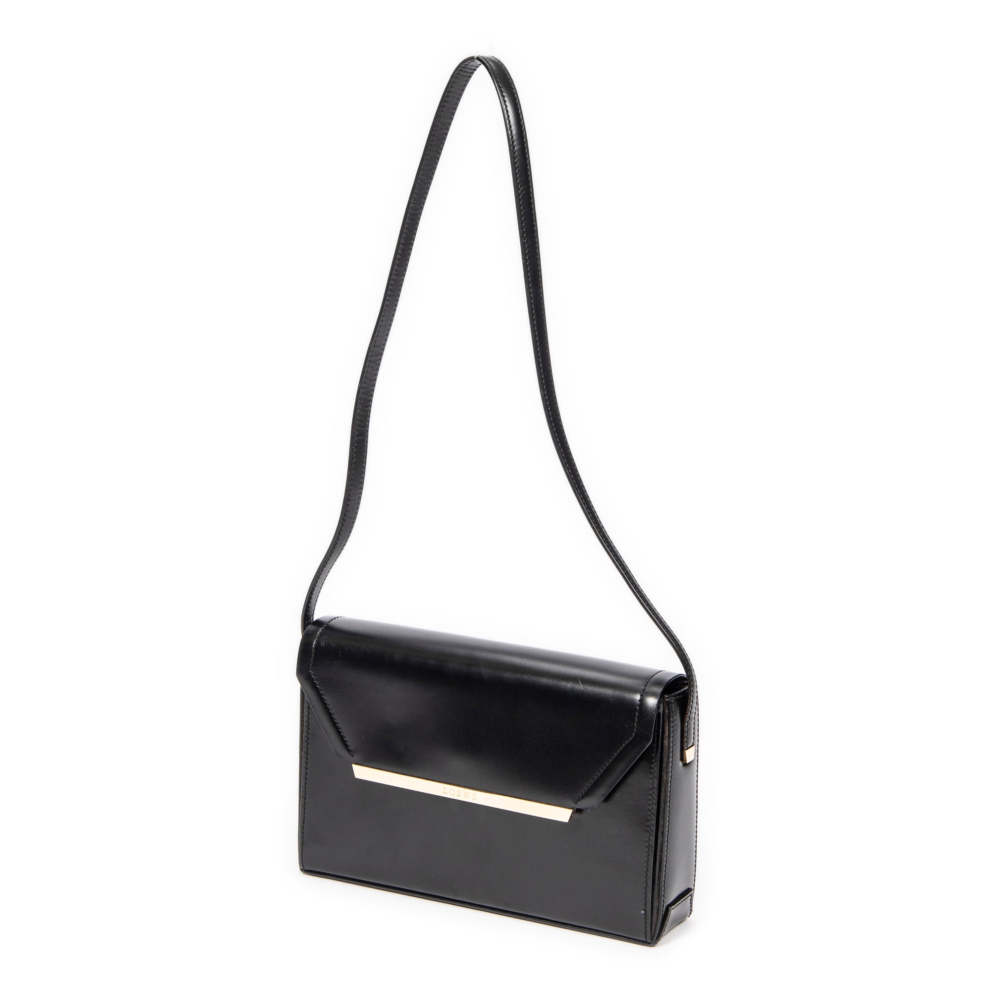 Shoulder bag Vintage Rectangular Flap Black Smooth Calfskin Leather
