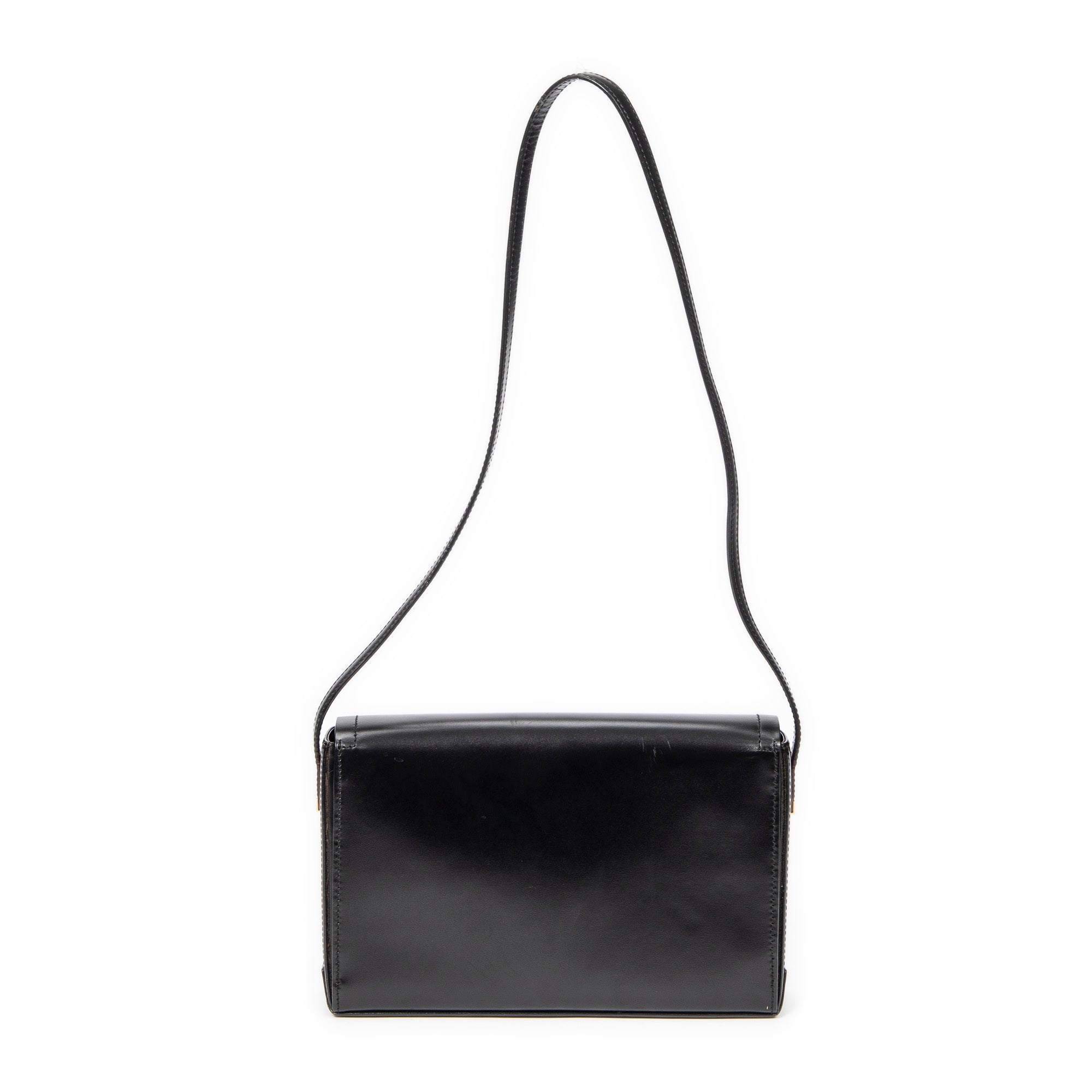 Shoulder bag Vintage Rectangular Flap Black Smooth Calfskin Leather