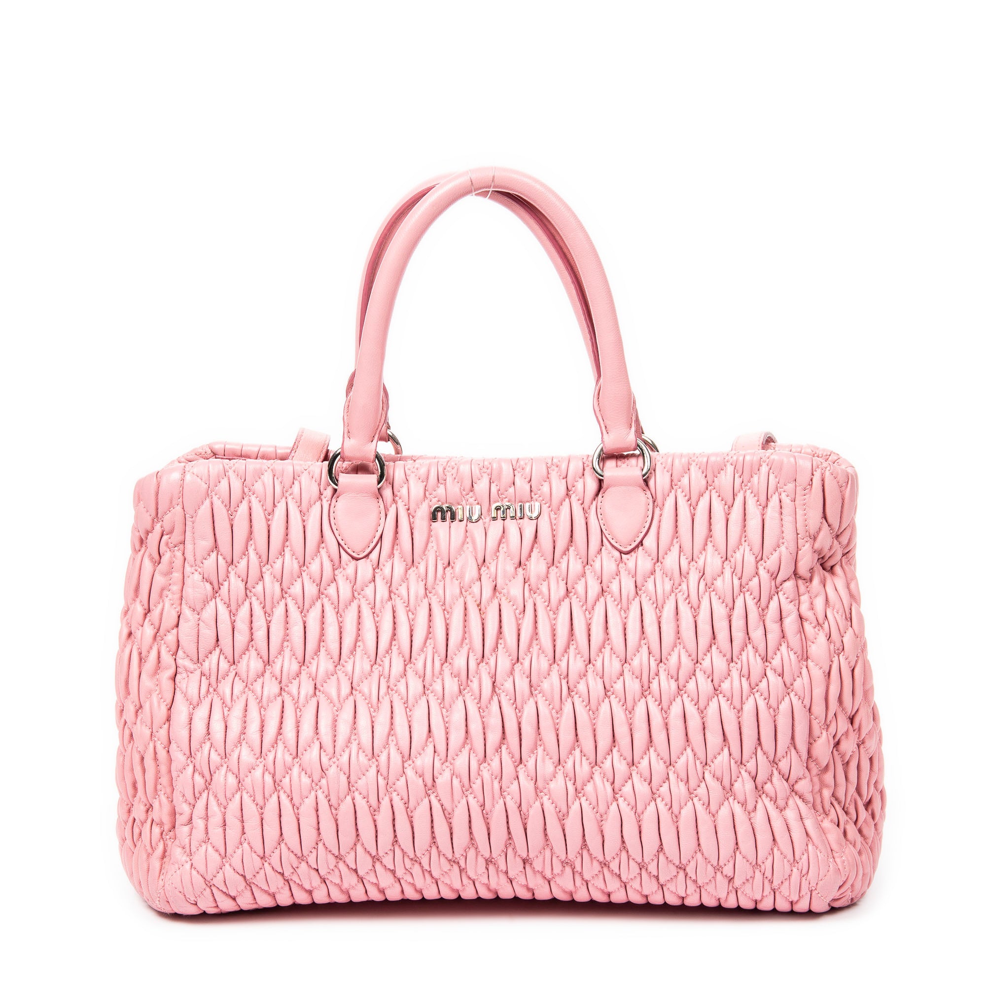 Handbag Medium Crystal Chain Tote Pink Nappa Matelasse Leather