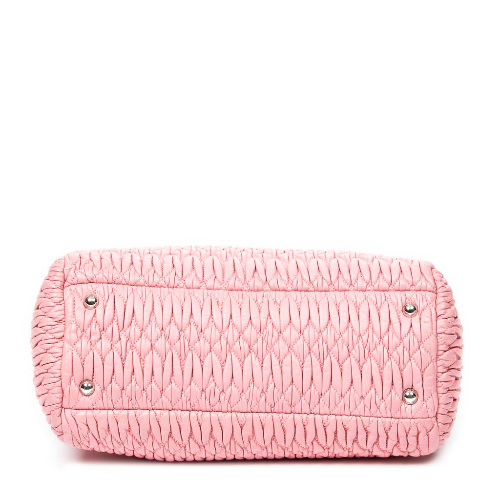 Handbag Medium Crystal Chain Tote Pink Nappa Matelasse Leather