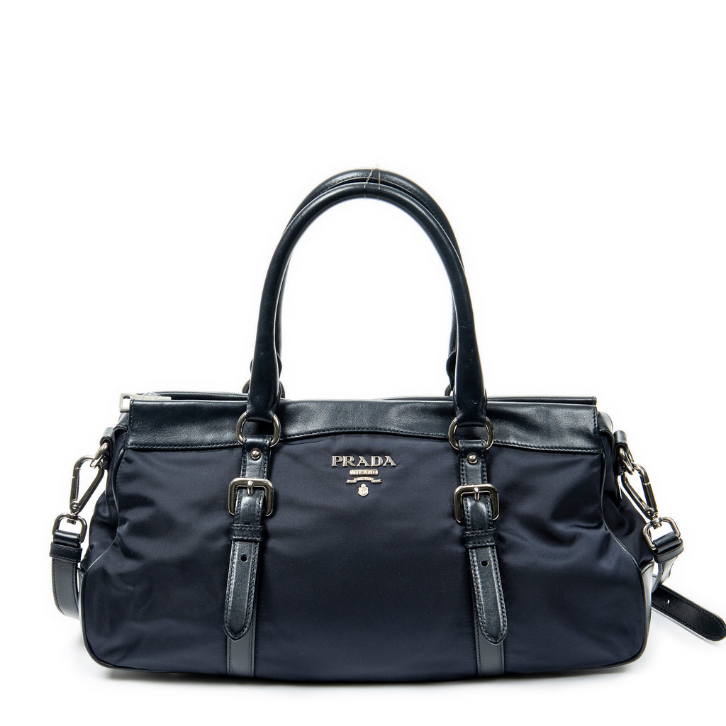 Handbag Horizontal Convertible Tote Navy Nylon Canvas