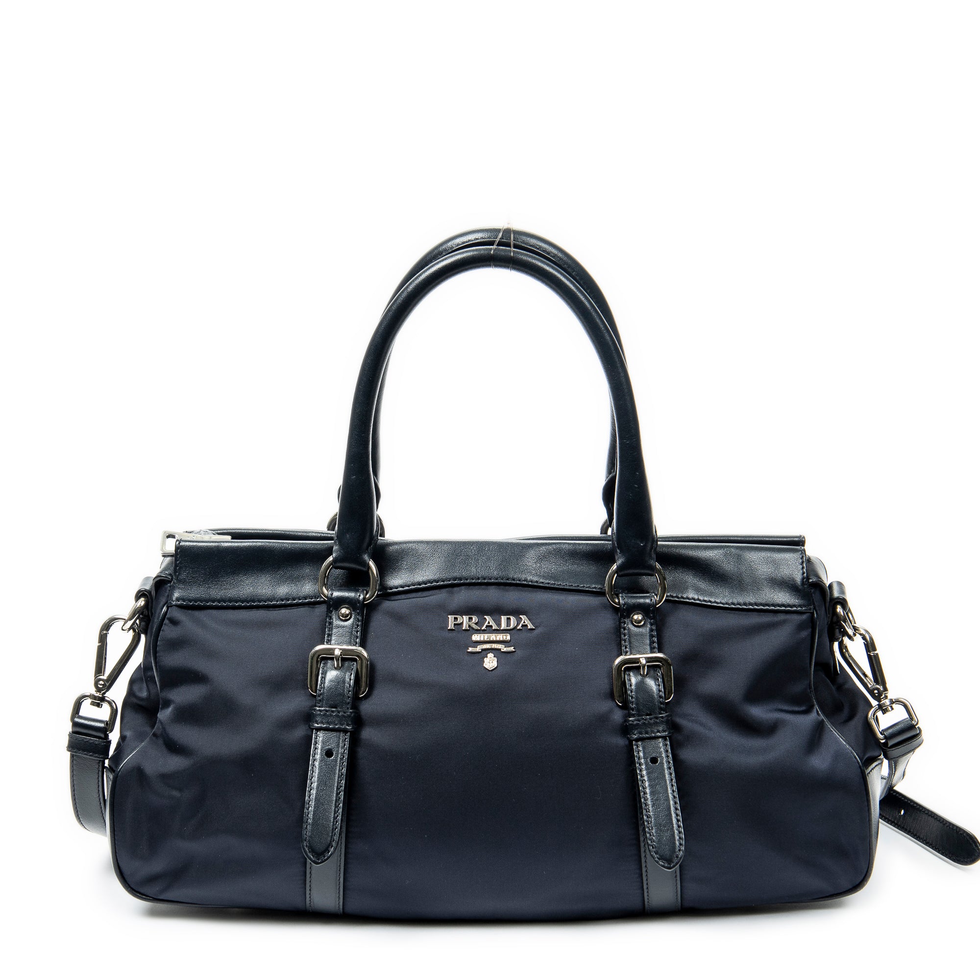 Handbag Horizontal Convertible Tote Navy Nylon Canvas