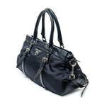 Handbag Horizontal Convertible Tote Navy Nylon Canvas
