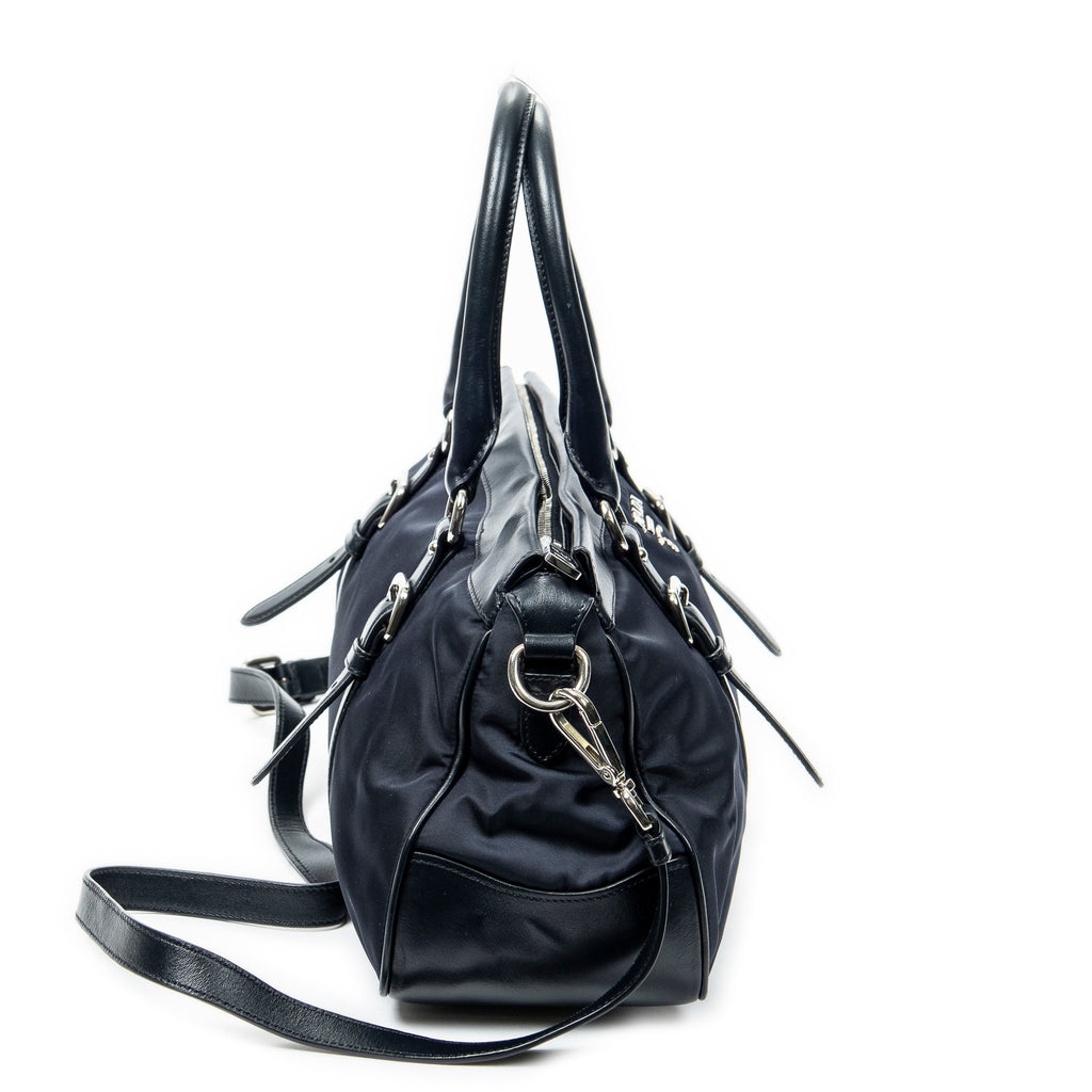 Handbag Horizontal Convertible Tote Navy Nylon Canvas