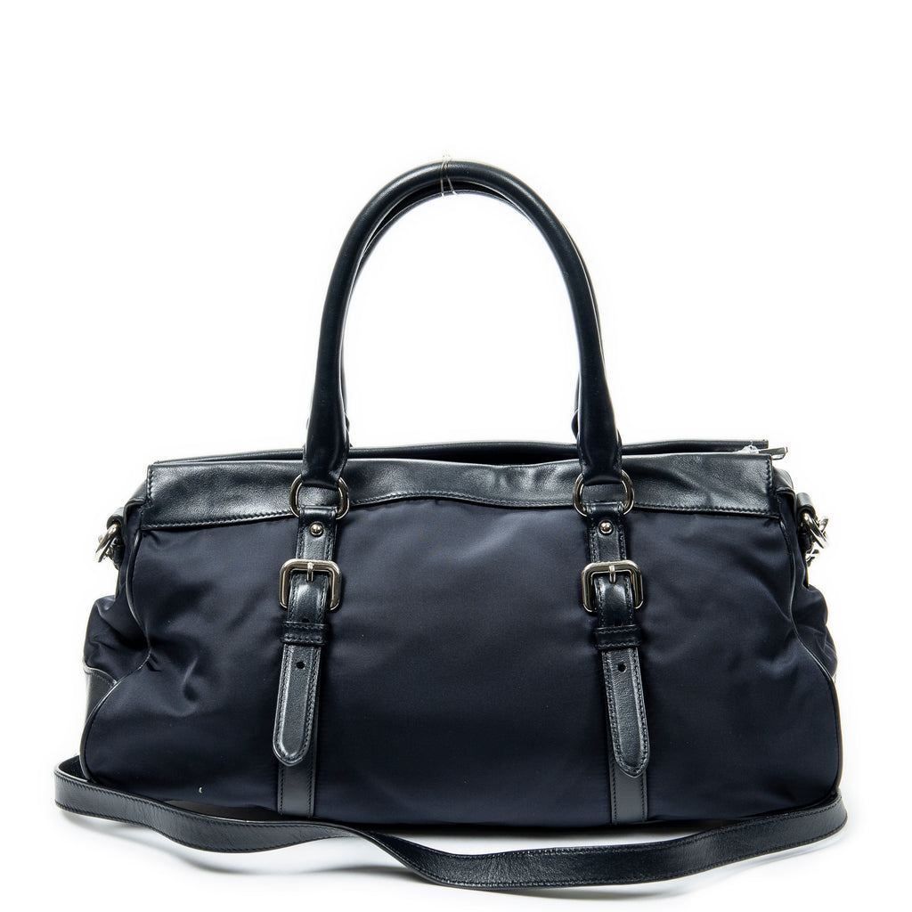 Handbag Horizontal Convertible Tote Navy Nylon Canvas