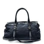Handbag Horizontal Convertible Tote Navy Nylon Canvas