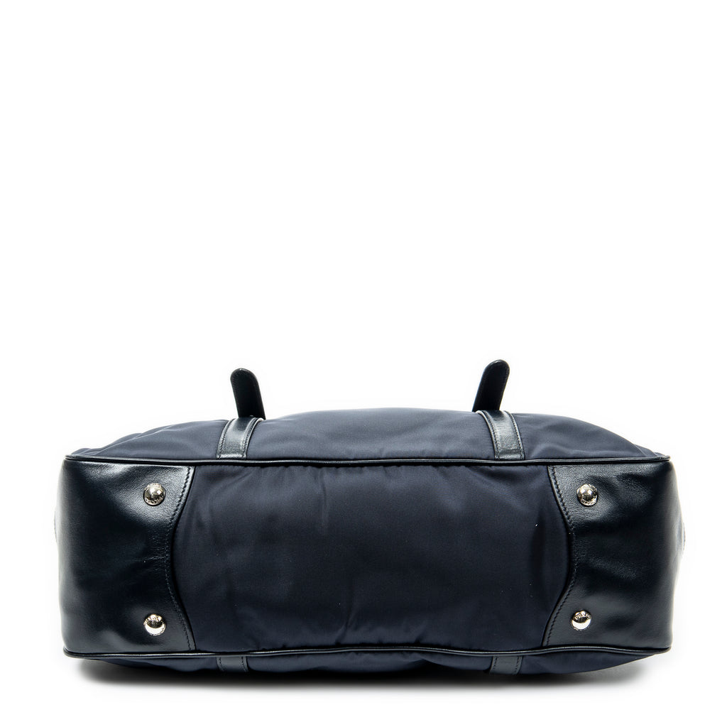 Handbag Horizontal Convertible Tote Navy Nylon Canvas