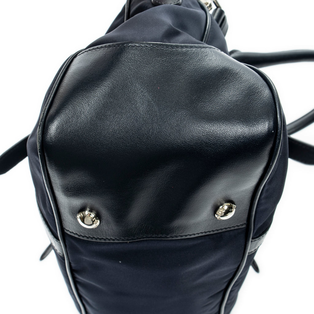Handbag Horizontal Convertible Tote Navy Nylon Canvas