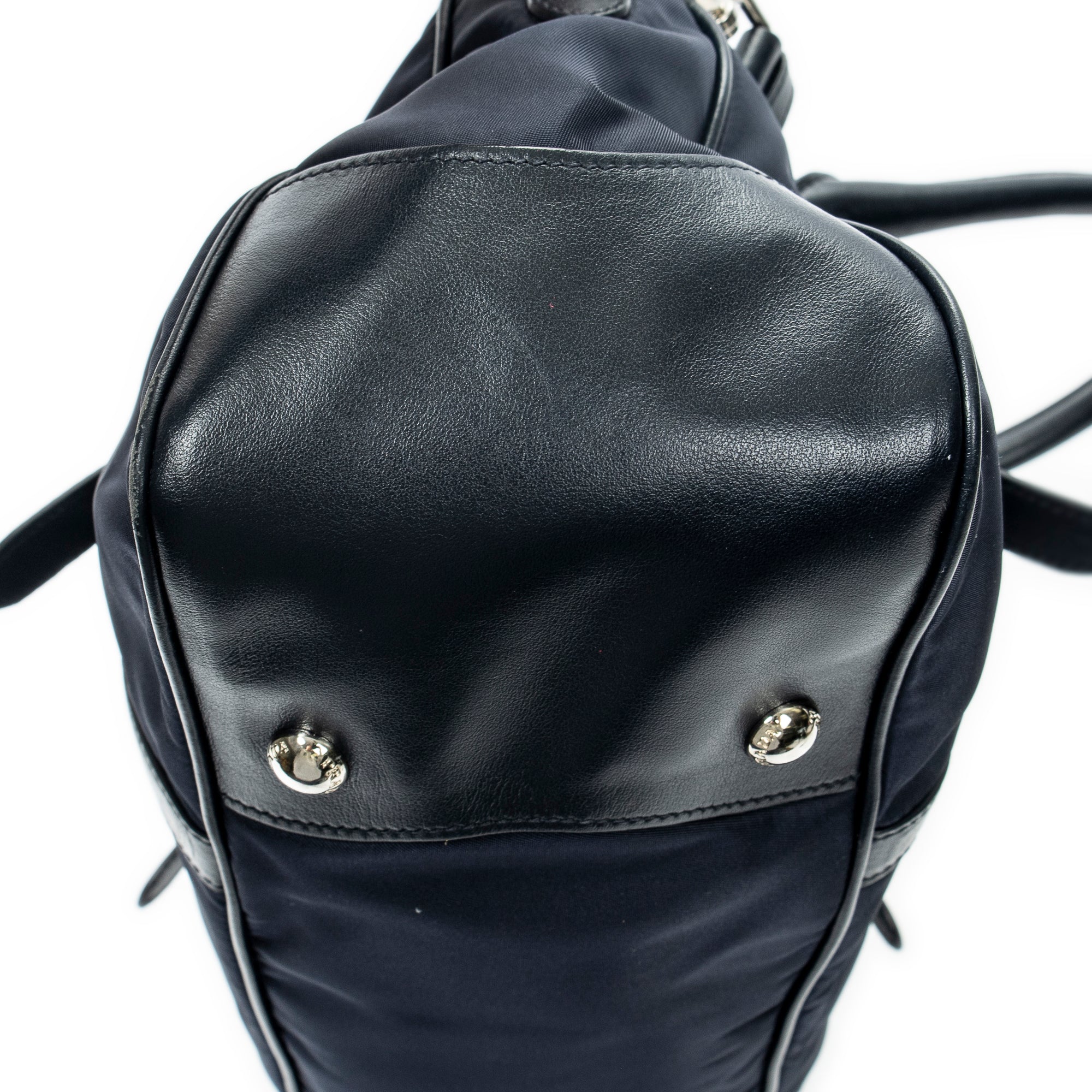 Handbag Horizontal Convertible Tote Navy Nylon Canvas