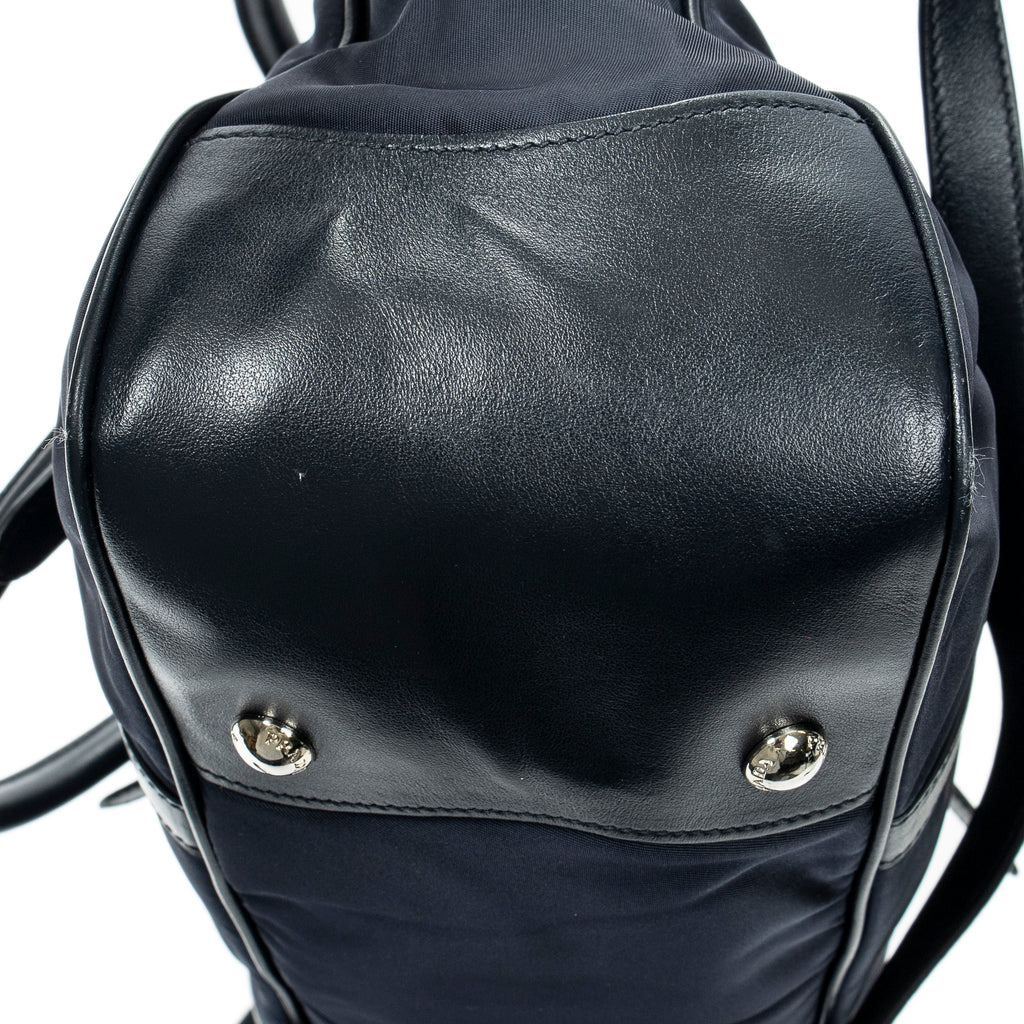 Handbag Horizontal Convertible Tote Navy Nylon Canvas