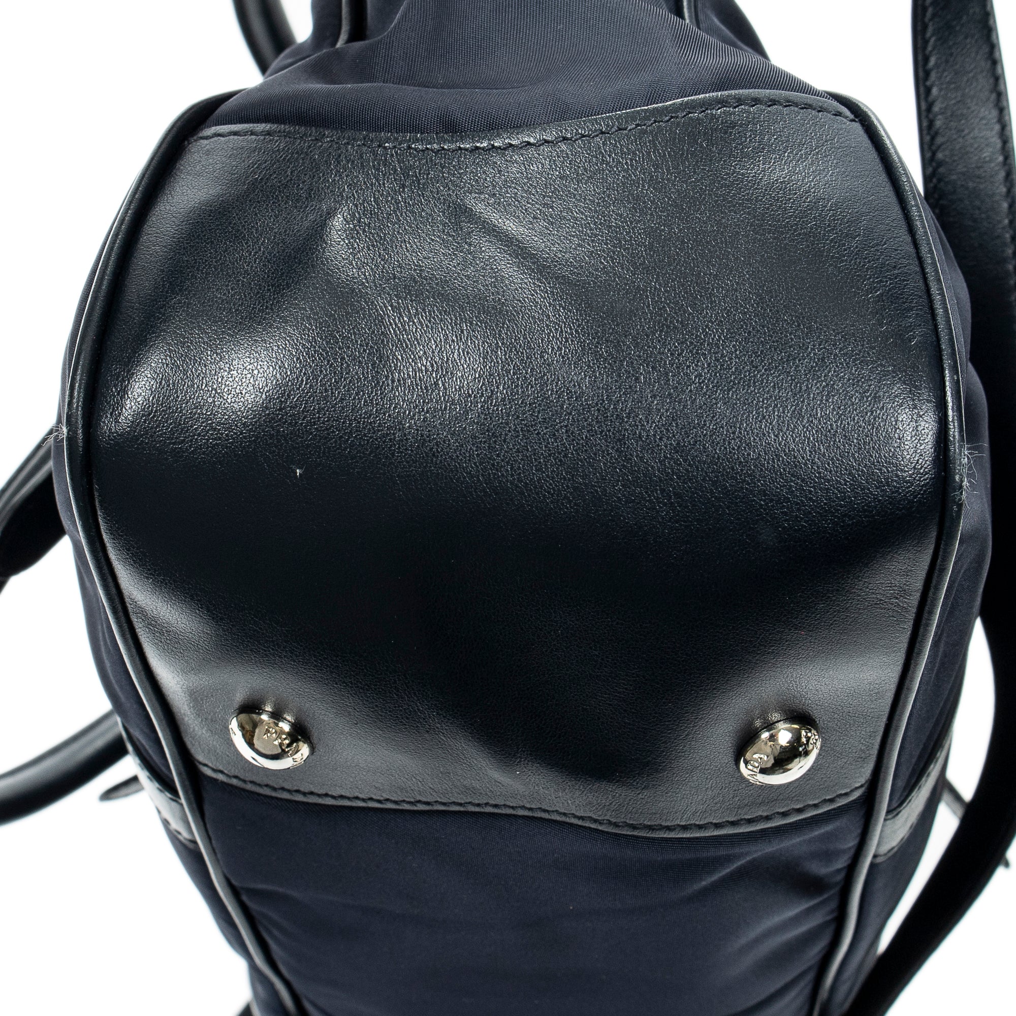 Handbag Horizontal Convertible Tote Navy Nylon Canvas