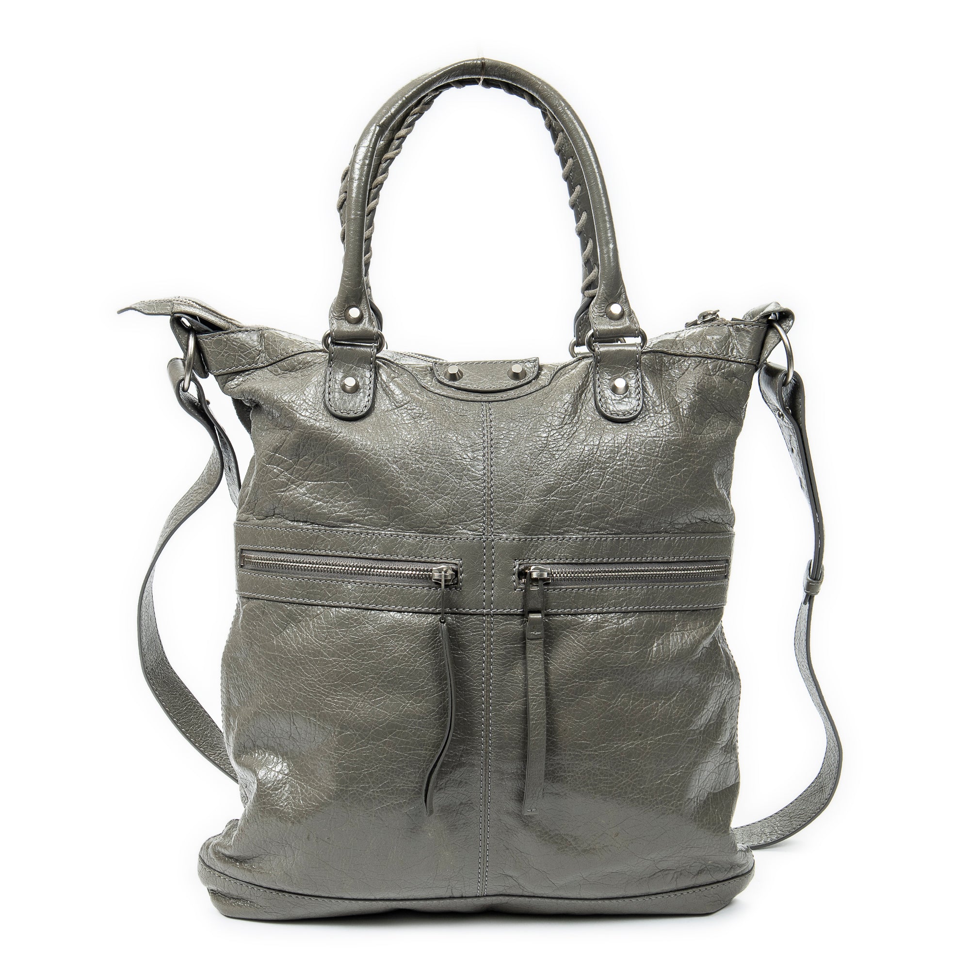 Shoulder bag Large Classic Square Carryall Grey Distressed Calfskin Leather